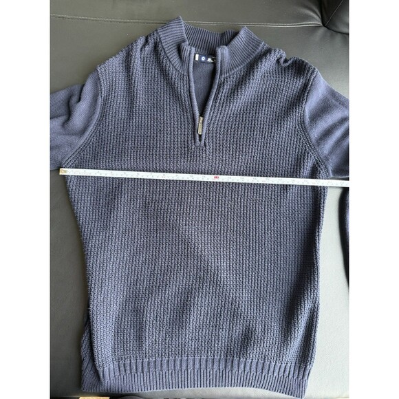 Ben Sherman Quarter-Zip Oversized Sweater Knit Ribbed Long Sleeve Navy Men's L - Picture 6 of 7